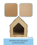 Ahşap Köpek Kulübesi Dekoratif Köpek Evi Ham Renk Çatılı Model